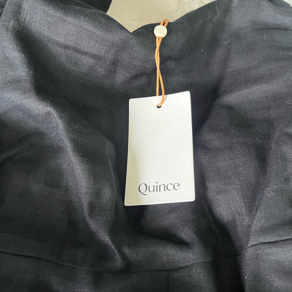 Quince 100% European Linen Square Neck Jumpsuit Black XS. NWT. - Picture 5 of 6